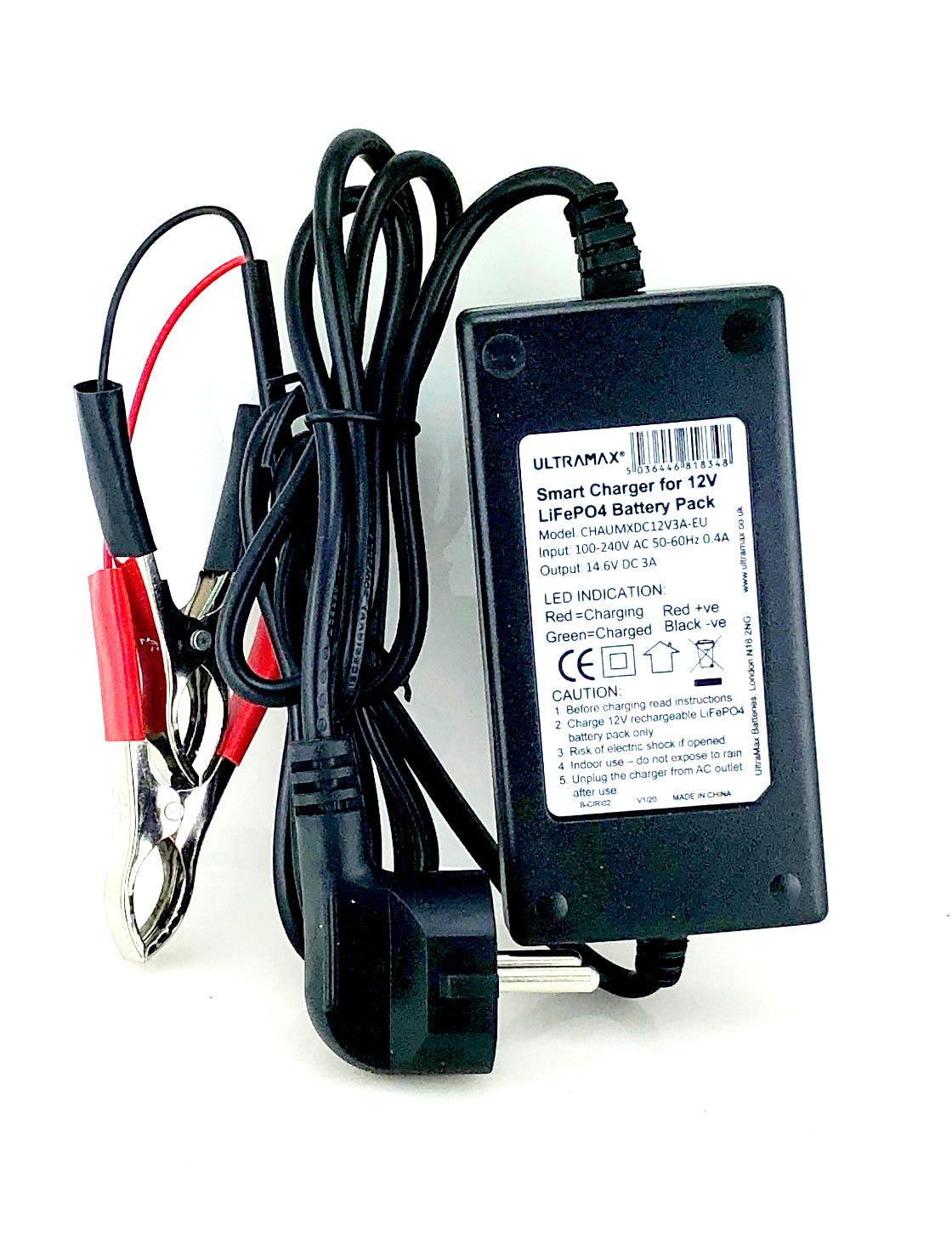 UltraMax 12V 3Ah LiFePO4 Battery Charger (EU)