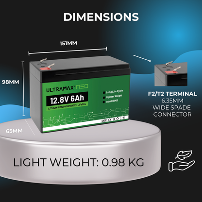 ULTRAMAX Neo 12V 6Ah Lithium Battery (LiFePO4)