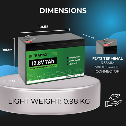 ULTRAMAX Neo 12V 7Ah Lithium Battery (LiFePO4)