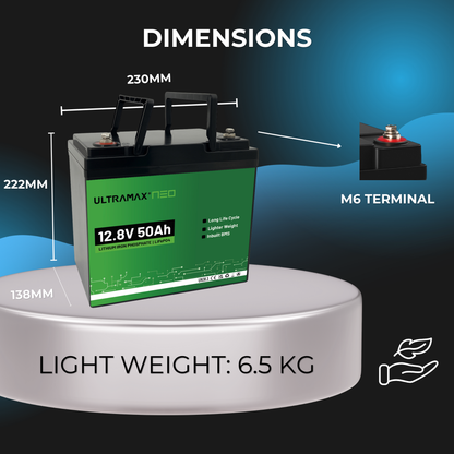 ULTRAMAX Neo 12V 50Ah Lithium Battery (LiFePO4)