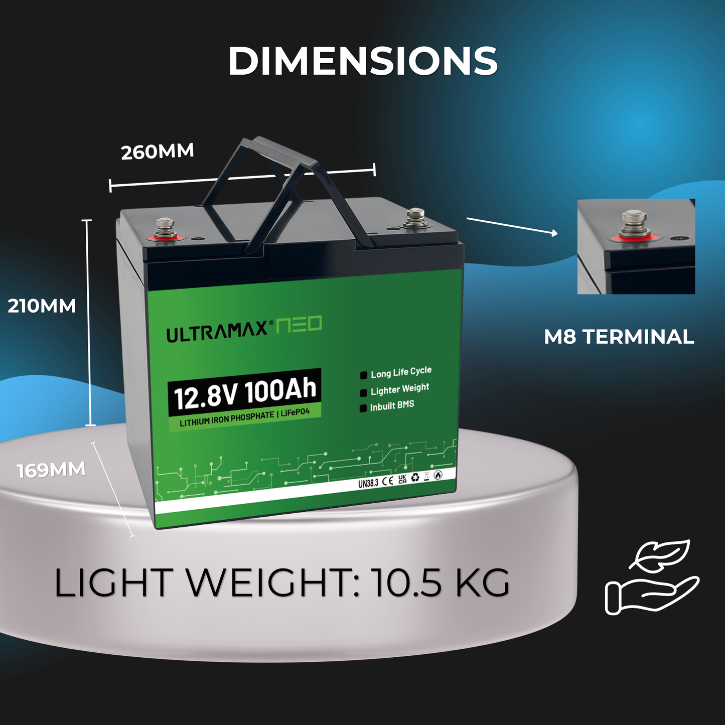 ULTRAMAX Neo 12V 100Ah Lithium Battery (LiFePO4)