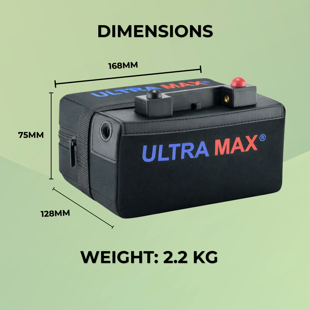 Ultramax Lithium-Golftrolley-Batterie für 18-27 Löcher, 12 V, 18 Ah