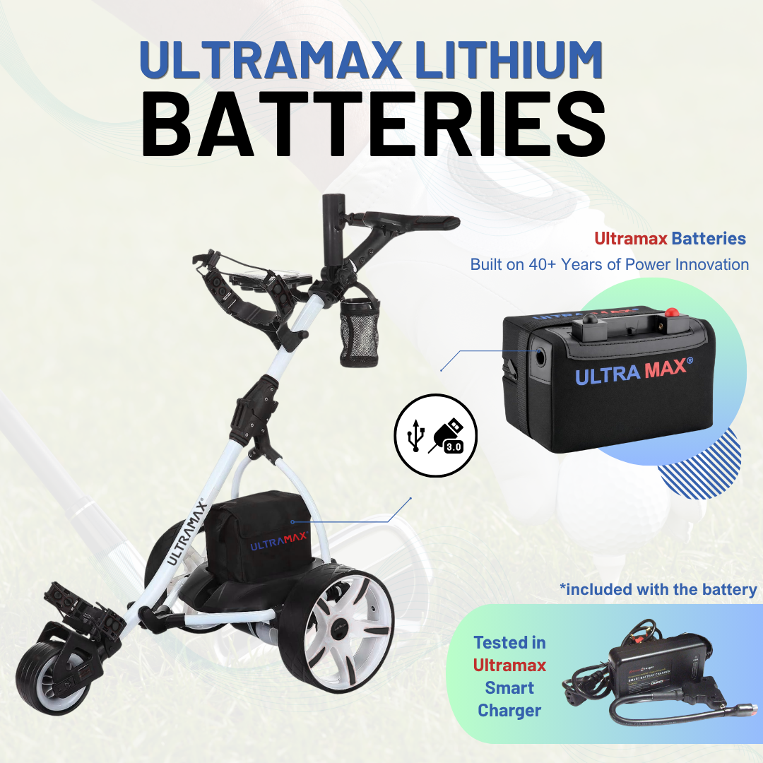 Ultramax Electric Golf Trolley with Lithium Battery & Charger | 27 Hole | £100 Free Accessories