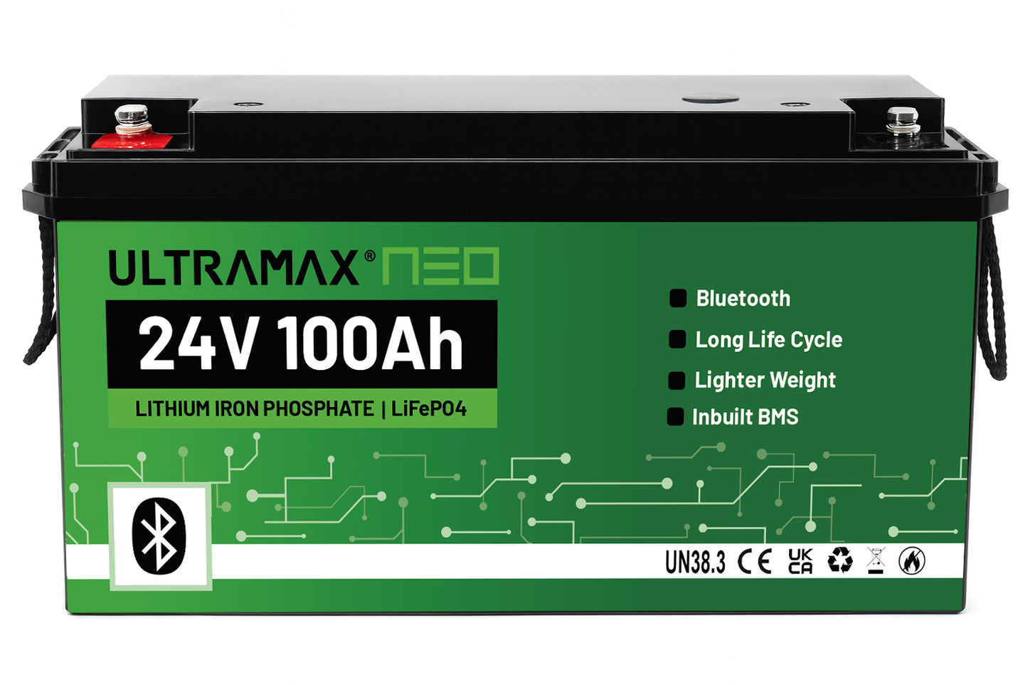 ULTRAMAX Neo 24V 100Ah Lithium Battery (LiFePO4) with Bluetooth