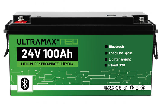 ULTRAMAX Neo 24V 100Ah Lithium Battery (LiFePO4) with Bluetooth