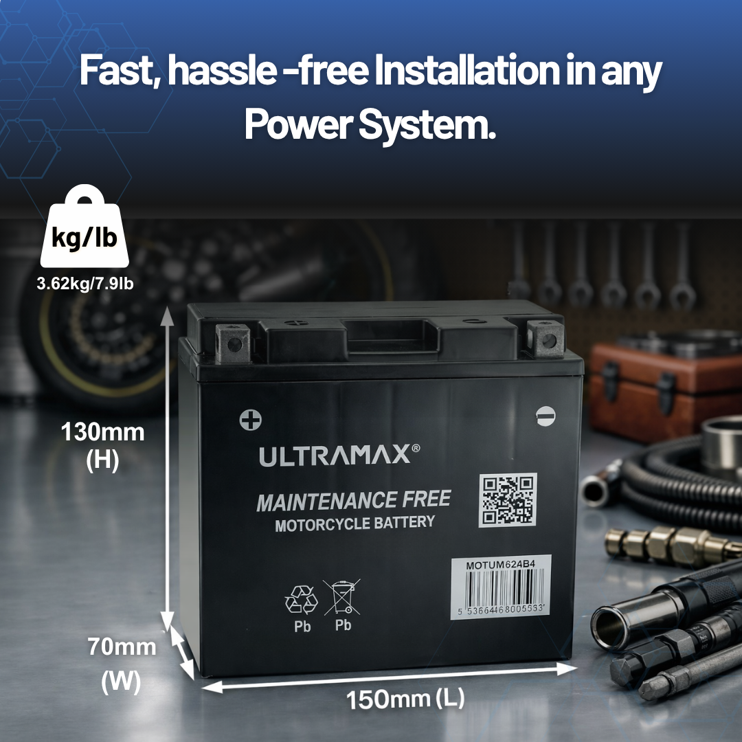 UltraMax 12V 10Ah YT12B-BS Versiegelte AGM Motorradbatterie