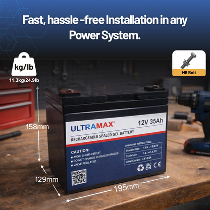 UltraMax 12V 35Ah, NPG35-12 Sealed Gel Battery