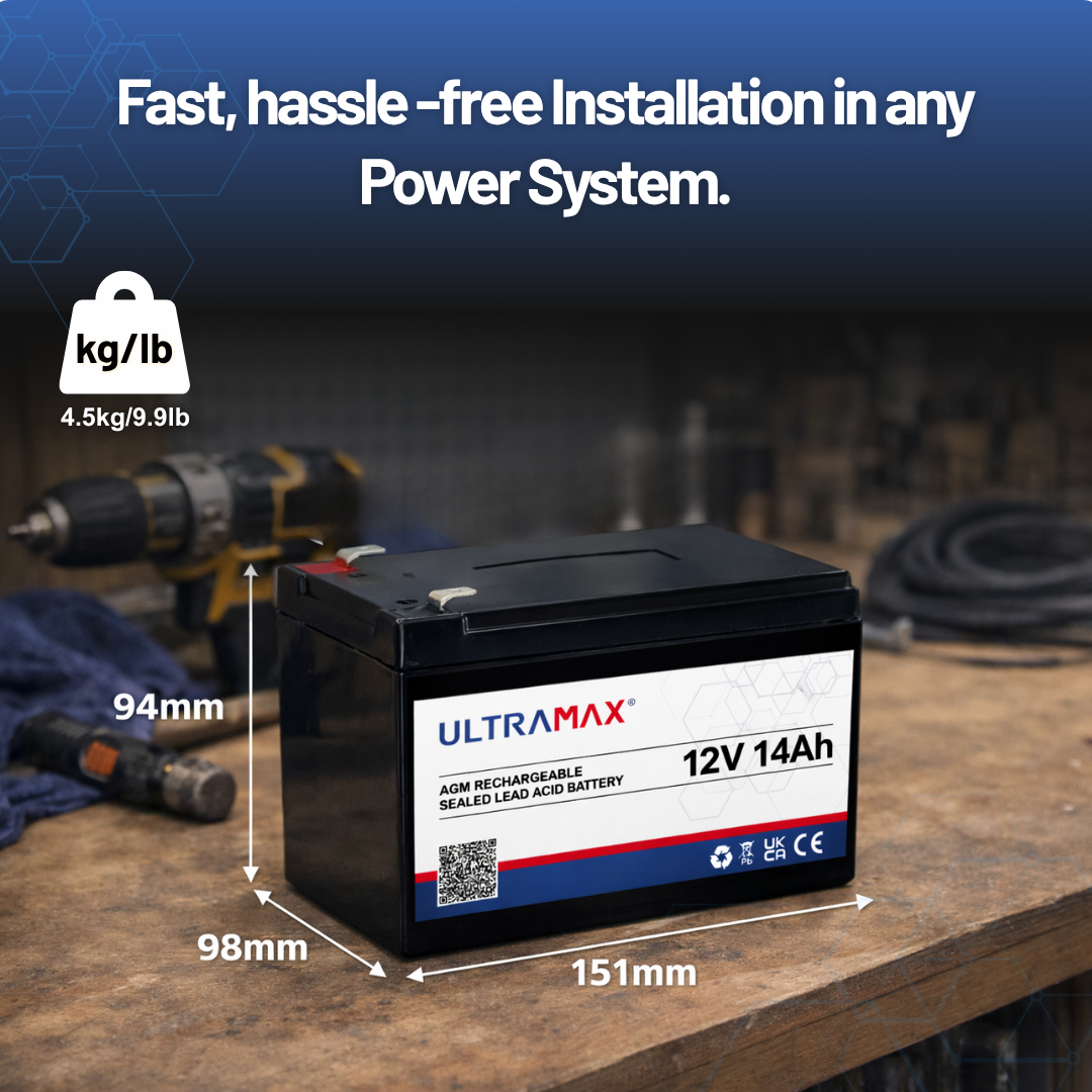 UltraMax 12V 14Ah, NP14-12 Sealed Lead Acid Battery