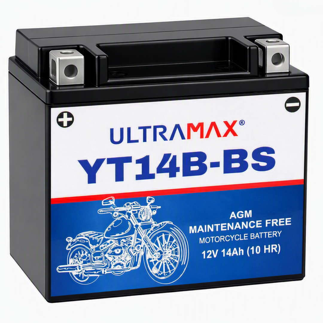 UltraMax 12V 12Ah YT14B-BS Sealed AGM Motorcycle Battery