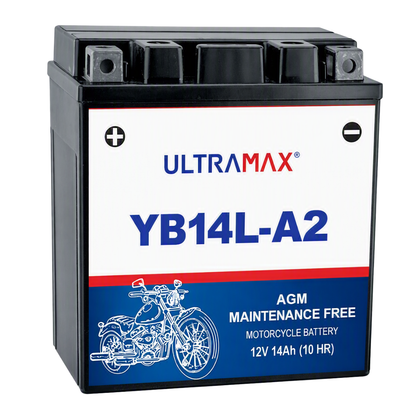 UltraMax 12V 14Ah YB14L-A2 versiegelte AGM Motorradbatterie