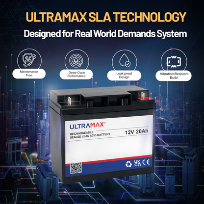 UltraMax 12V 20Ah, NP20-12 Sealed Lead Acid Battery