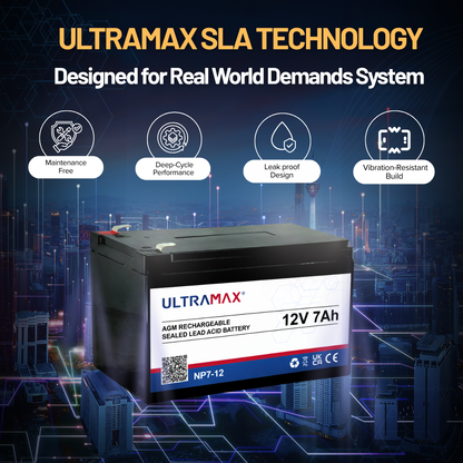 UltraMax 12V 7Ah, NP7-12 Bleiakku (versiegelt)