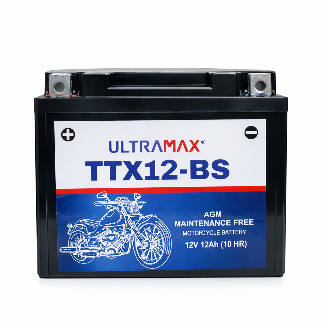 UltraMax 12V 10Ah YTX12-BS Motorradbatterie Ersatz (TTX12-BS)