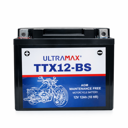 UltraMax 12V 10Ah YTX12-BS Motorradbatterie Ersatz (TTX12-BS)