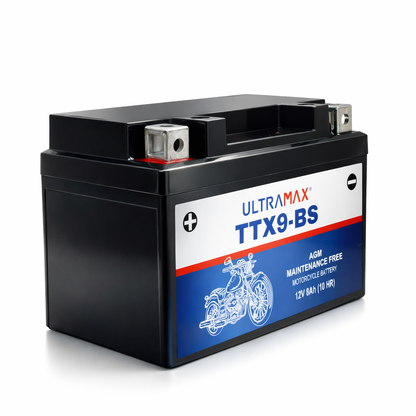 UltraMax 12V 8Ah YTX9-BS Motorcycle Battery Replacement (TTX9-BS)