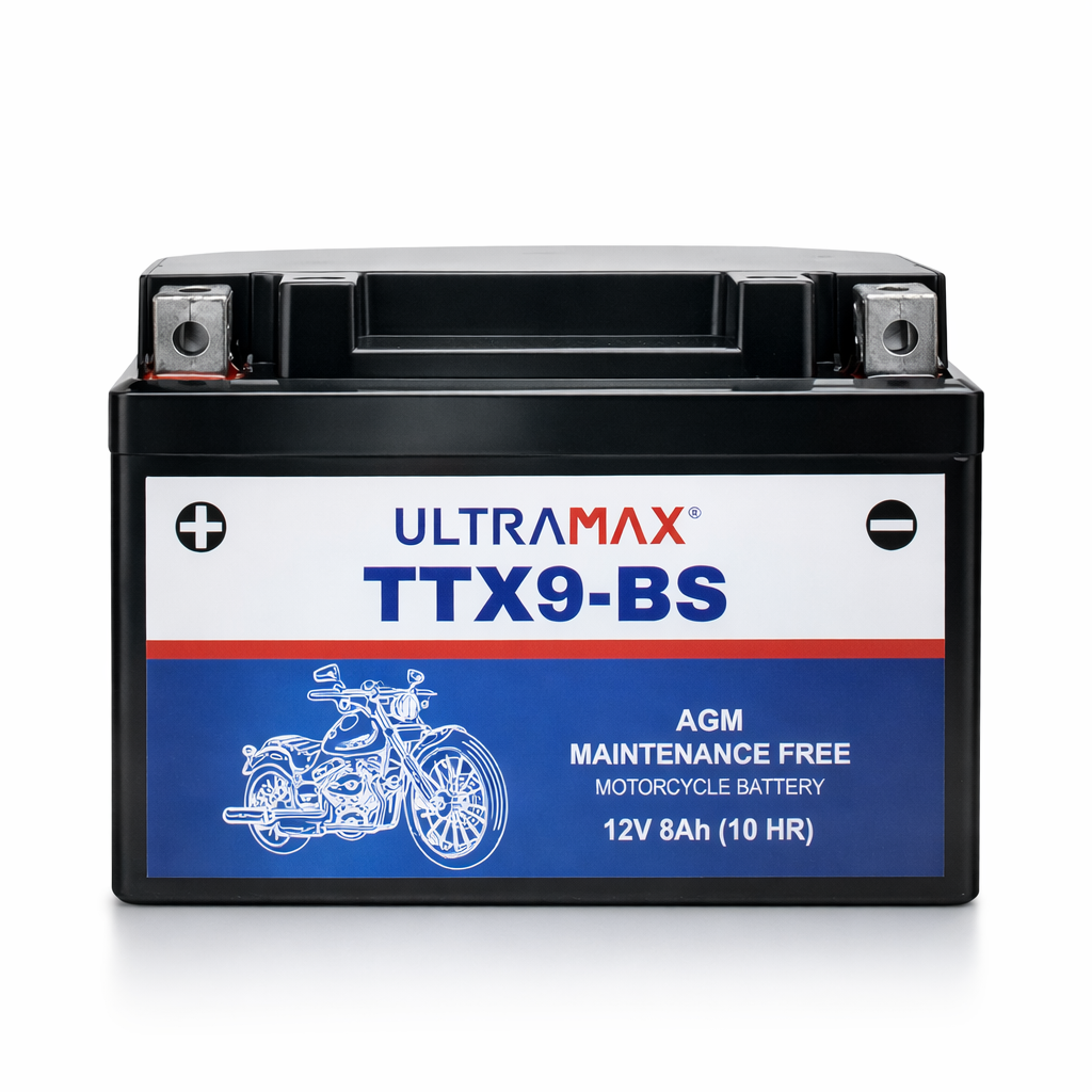 UltraMax 12V 8Ah YTX9-BS Motorcycle Battery Replacement (TTX9-BS)