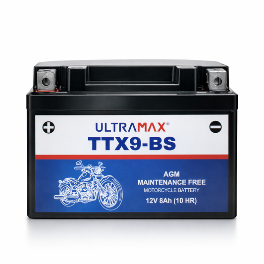 UltraMax 12V 8Ah YTX9-BS Motorradbatterie Ersatz (TTX9-BS)